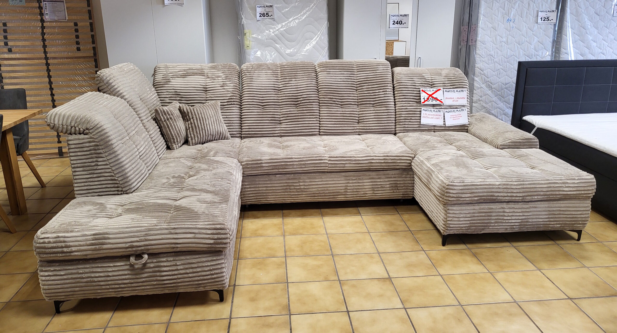 MEGA – U-Couchgarnitur XXL, Komfort – Sitzhöhe 47 cm – Bild 4