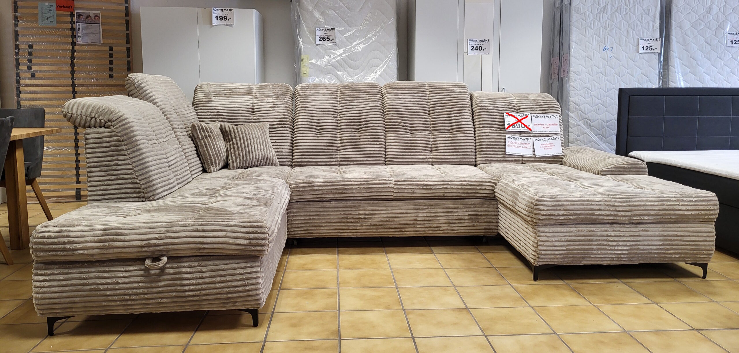 MEGA – U-Couchgarnitur XXL, Komfort – Sitzhöhe 47 cm – Bild 3