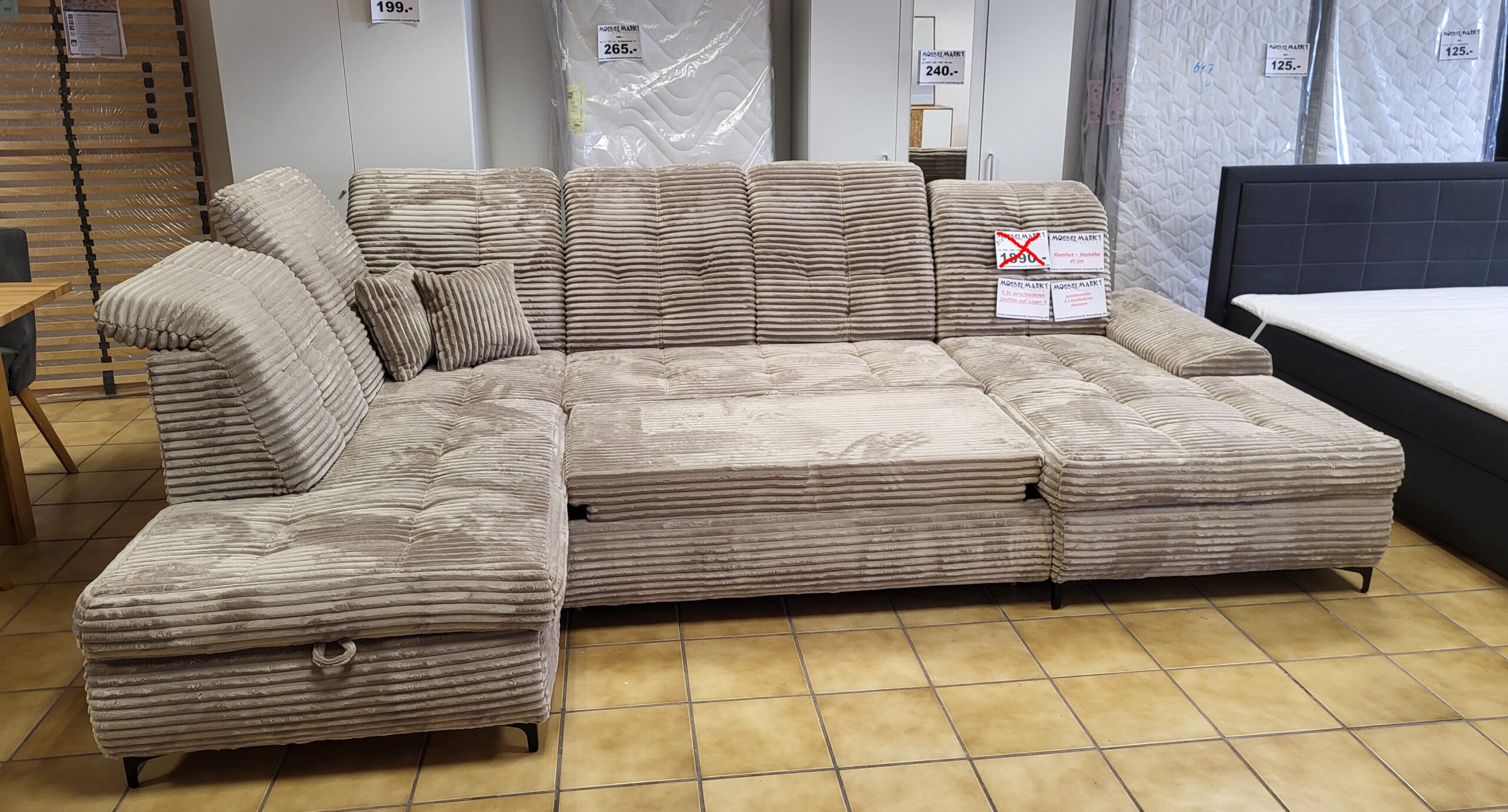 MEGA – U-Couchgarnitur XXL, Komfort – Sitzhöhe 47 cm – Bild 2