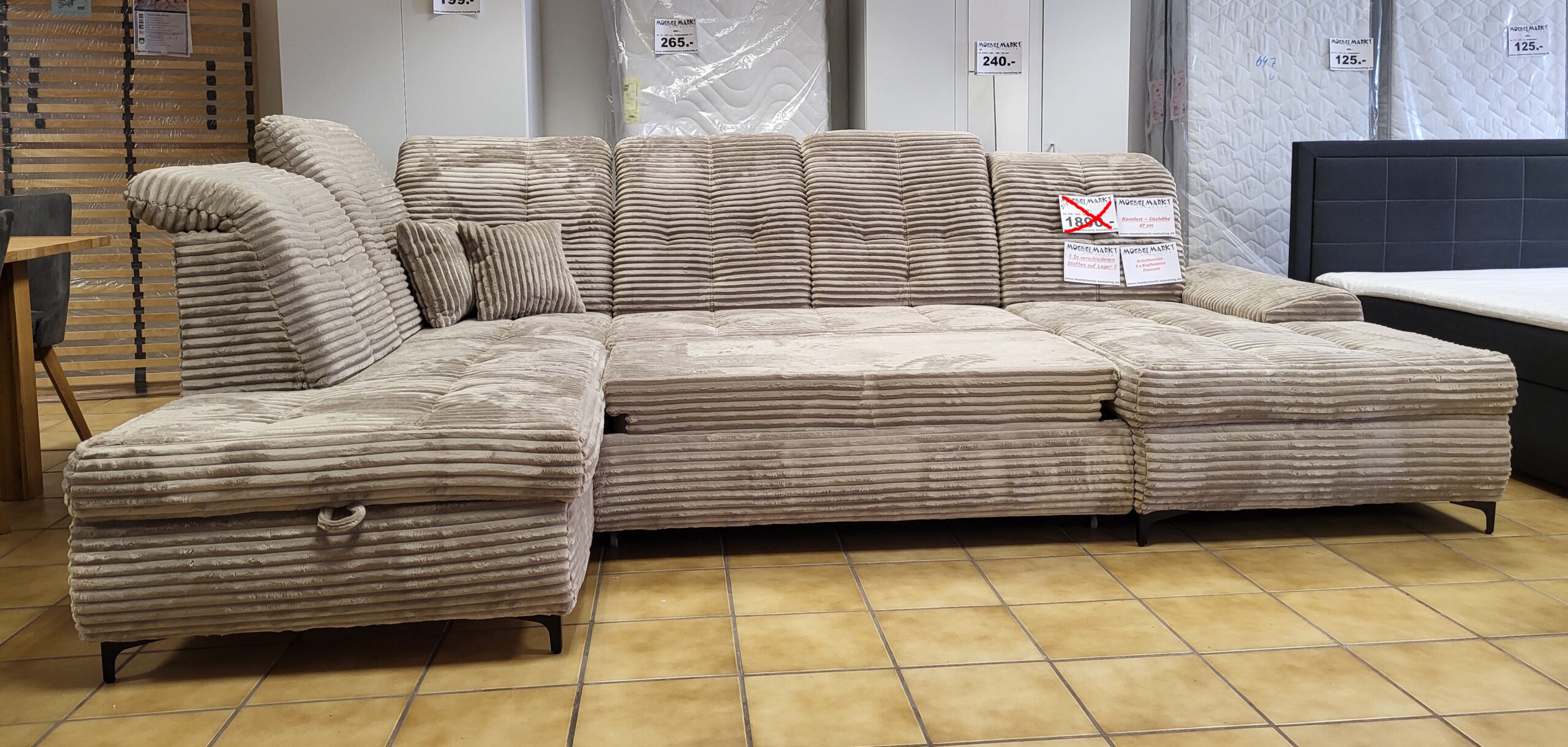 MEGA – U-Couchgarnitur XXL, Komfort – Sitzhöhe 47 cm – Bild 5