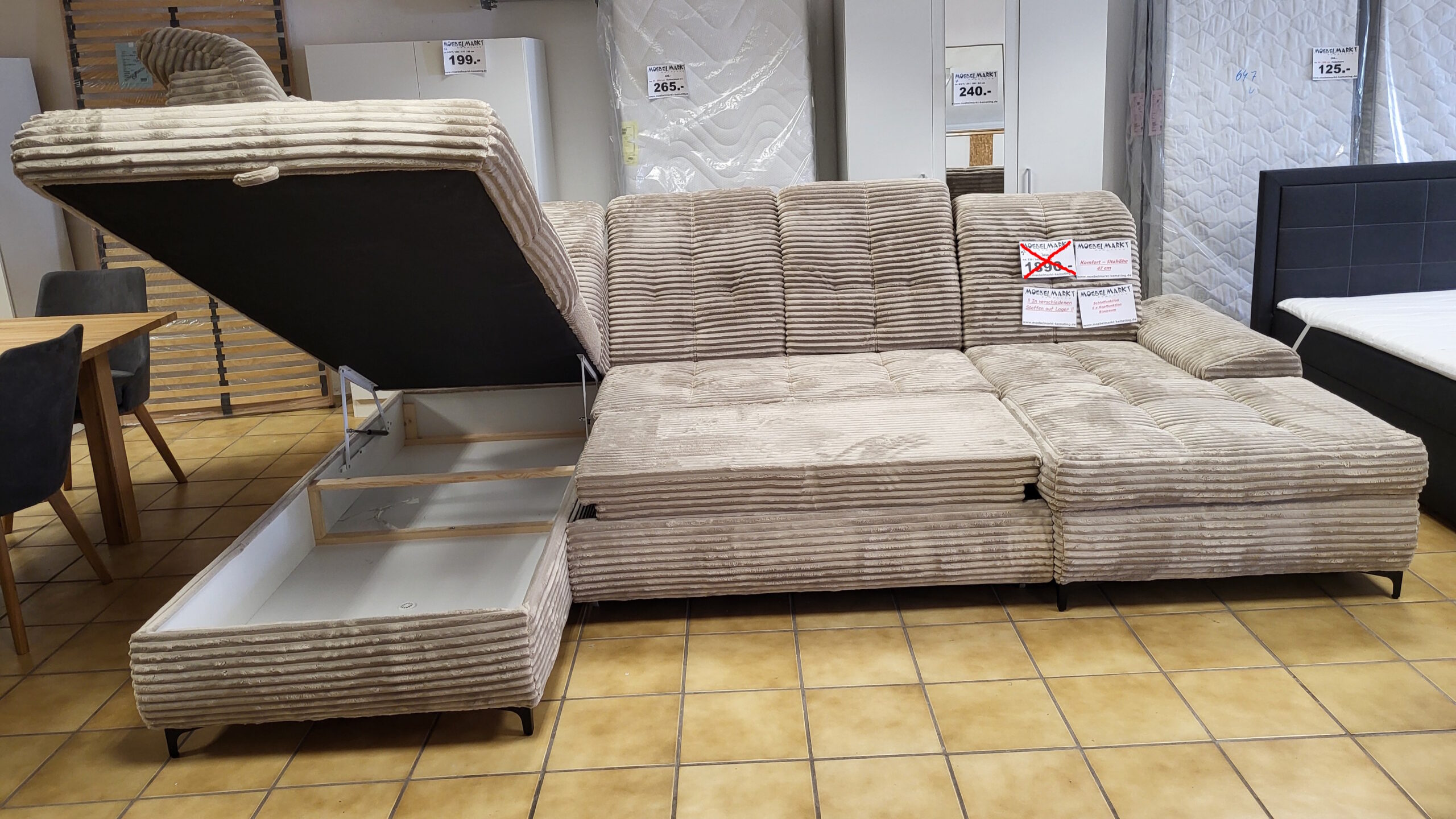 MEGA – U-Couchgarnitur XXL, Komfort – Sitzhöhe 47 cm – Bild 7